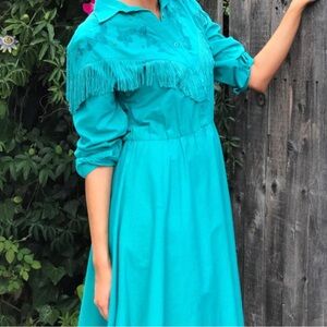 Vintage Teal Cowgirl Vibes Dress